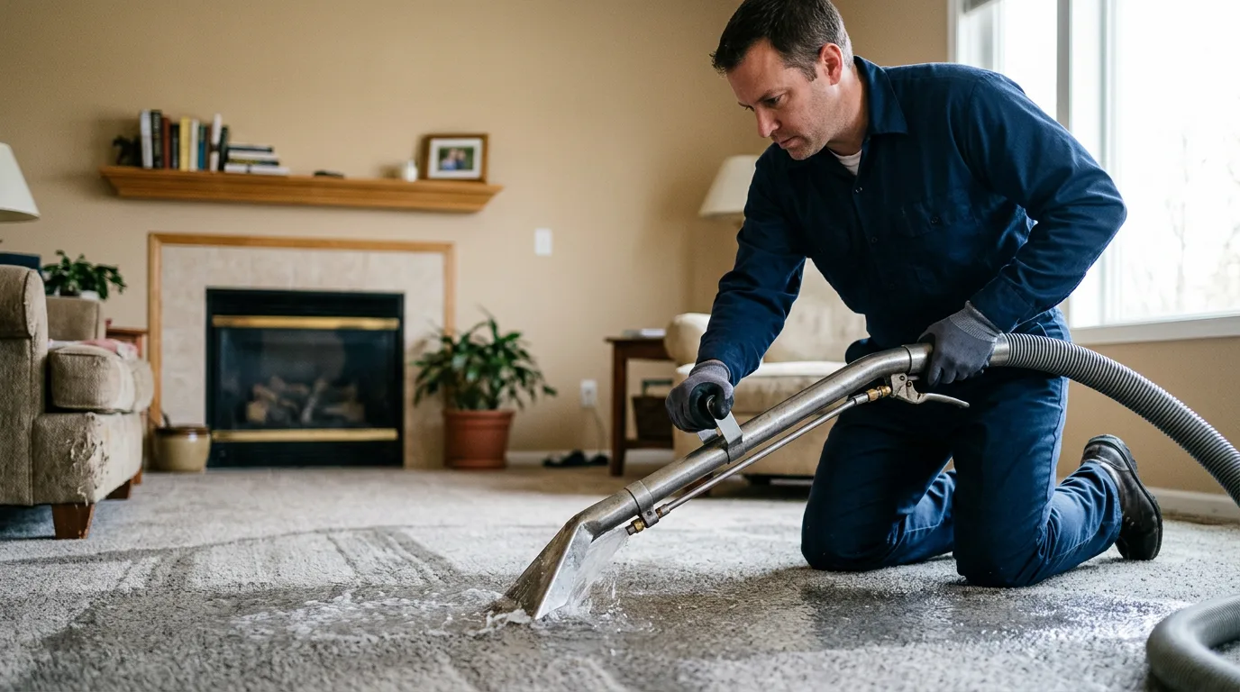 Water damage restoration technician working near Woodland, AL